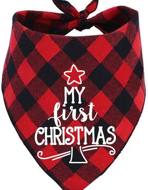 Load image into Gallery viewer, Dog First Christmas Bandana,Red Plaid Xmas Puppy Scarf
