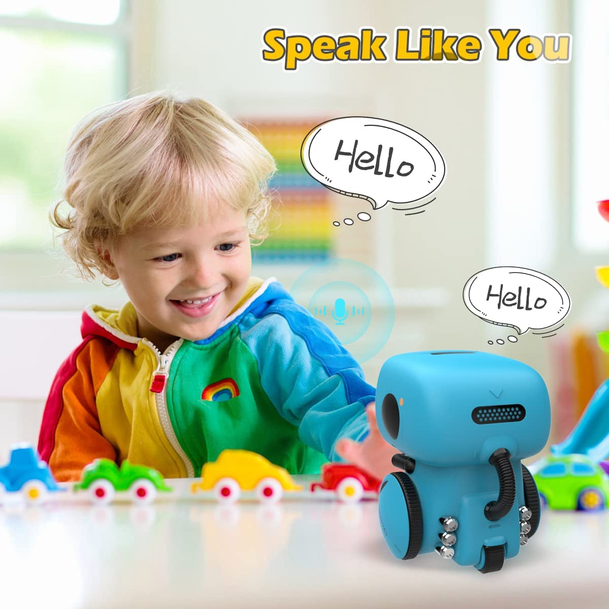 Robots for Kids, Interactive Smart Robotic with Touch Sensor, Voice Control, Speech Recognition, Singing, Dancing, Repeating and Recording, Robot Toy for 3 4 5 6 7 8 Year Old Boys Girls